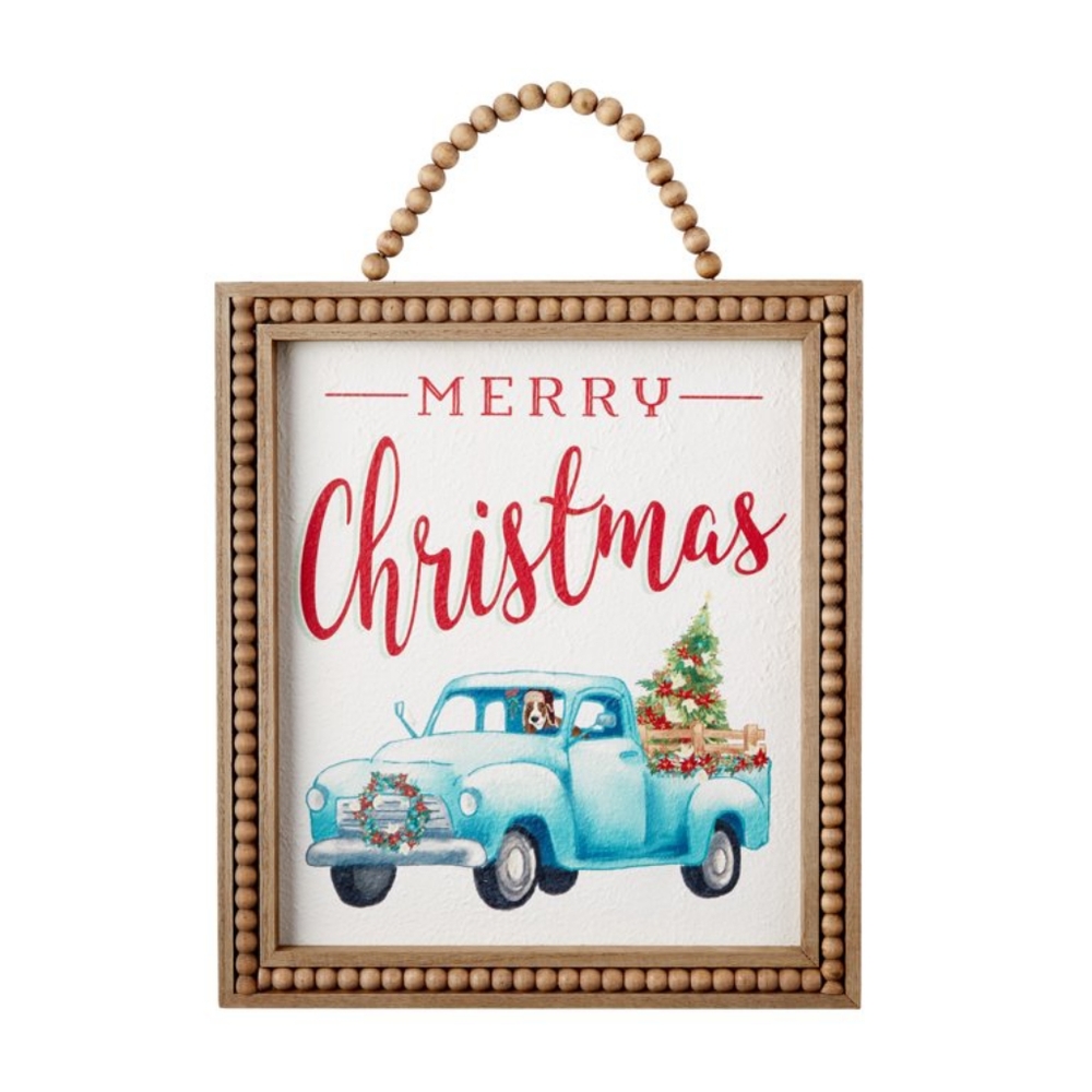 Last One 🌺 New Pioneer Woman Merry Christmas Beaded Charlie Truck Sign Teal Blue